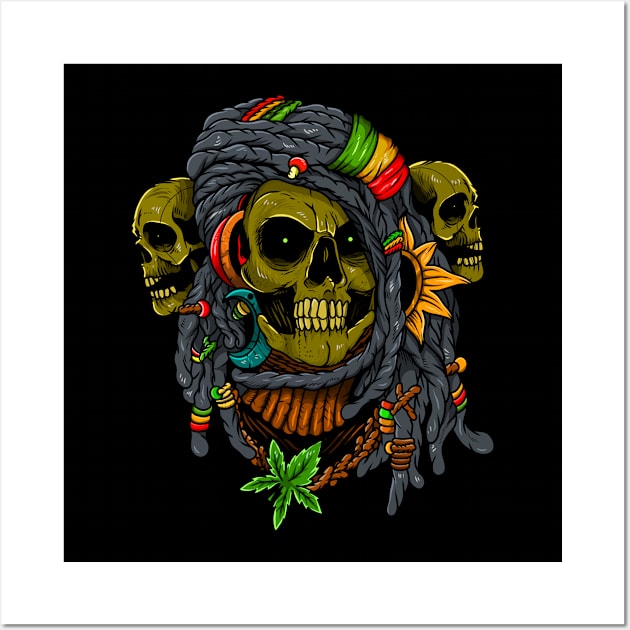 Reggae Skull Wall Art by santelmoclothing